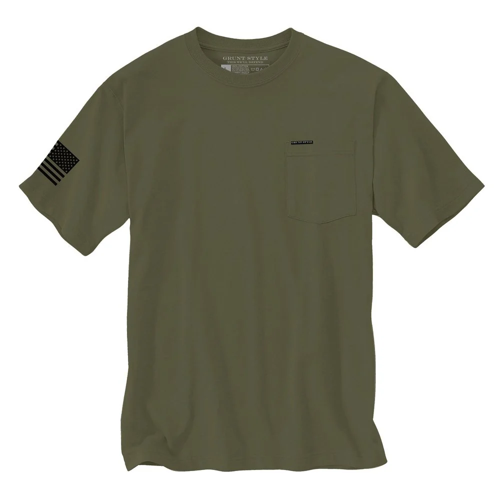Basic Heavyweight Pocket T-Shirt - Military Green