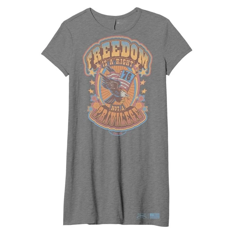 Women's Freedom Is A Right Shirt Dress - Dark Heather Grey