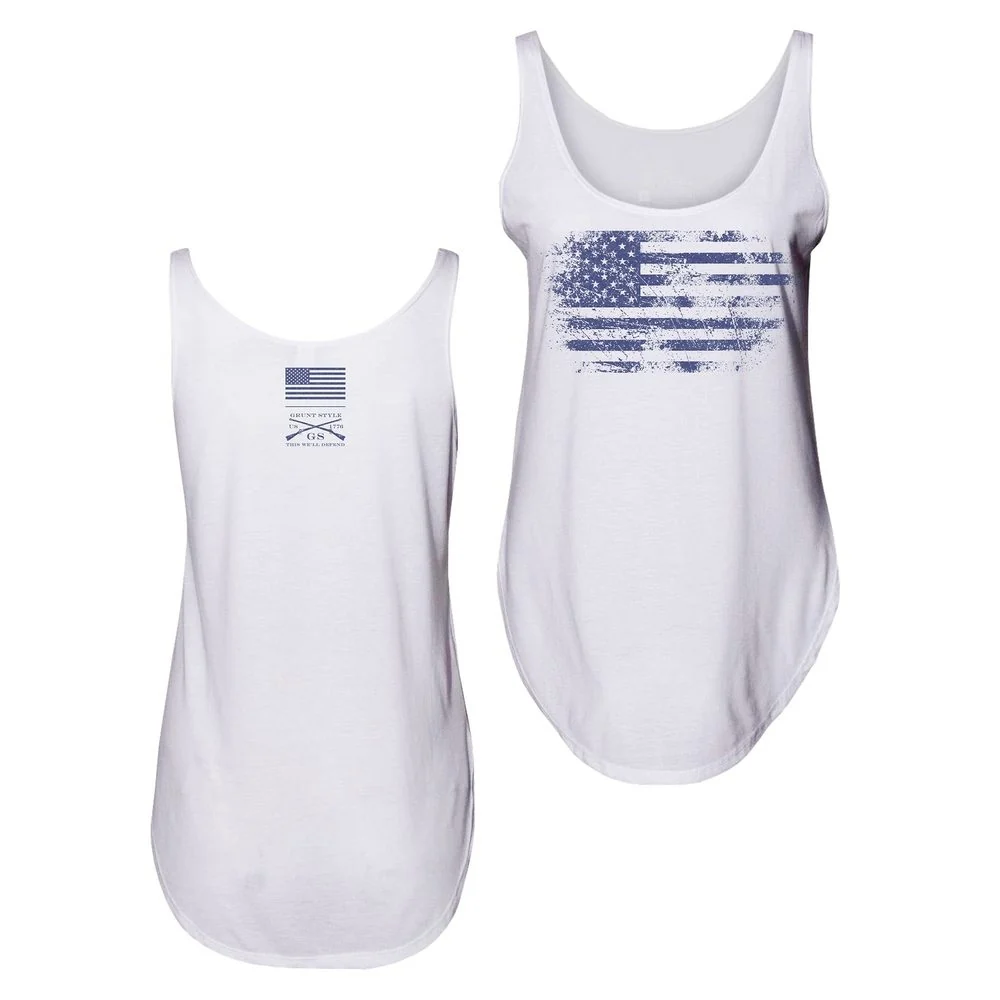 Women's Vintage American Flowy Tank - White